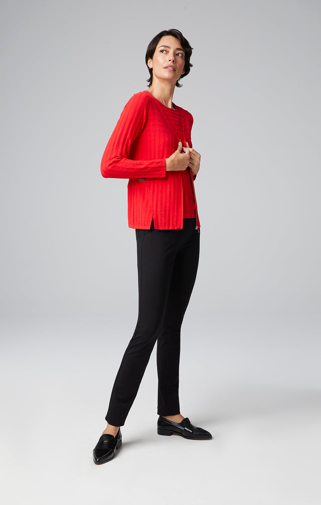 Lookbook image of a model wearing the Duchess sweater.