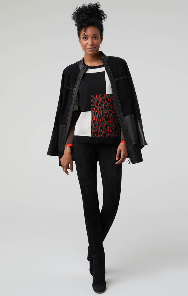 Vogue - European Leather-Trimmed Suede Jacket - Lookbook Image