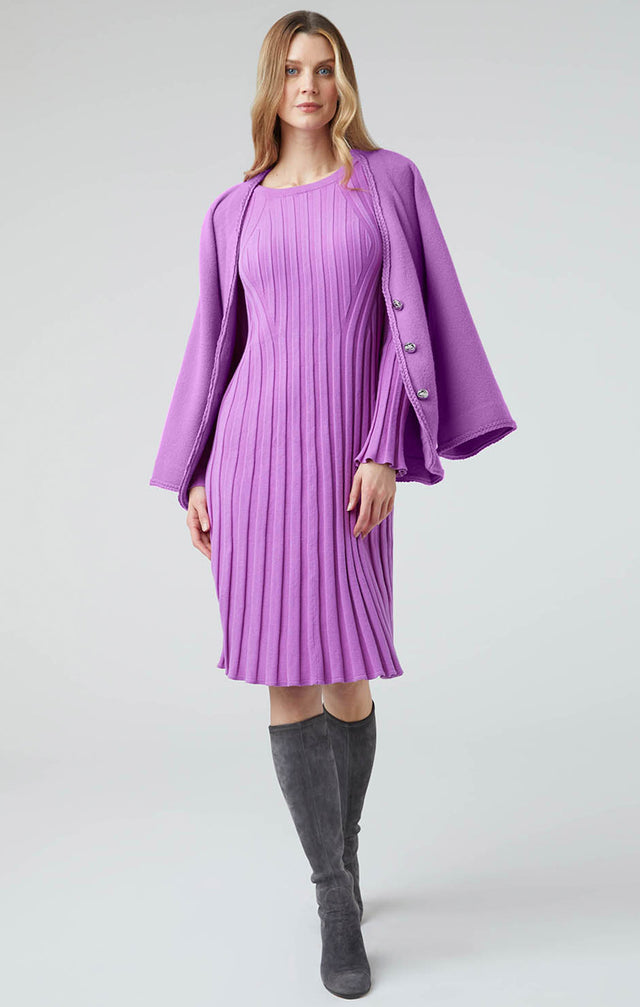 Model wearing Divine - Flared Sweep Jersey Knit Dress - Lookbook Image