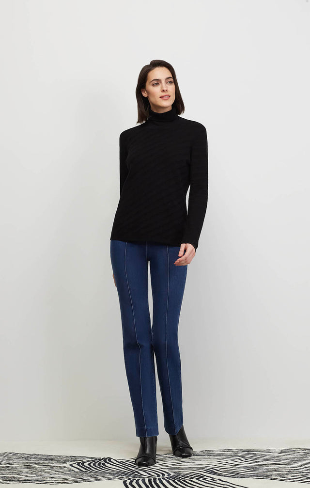 Jackie - Stripe Jacquard Mock Turtleneck Sweater - Ecomm Image