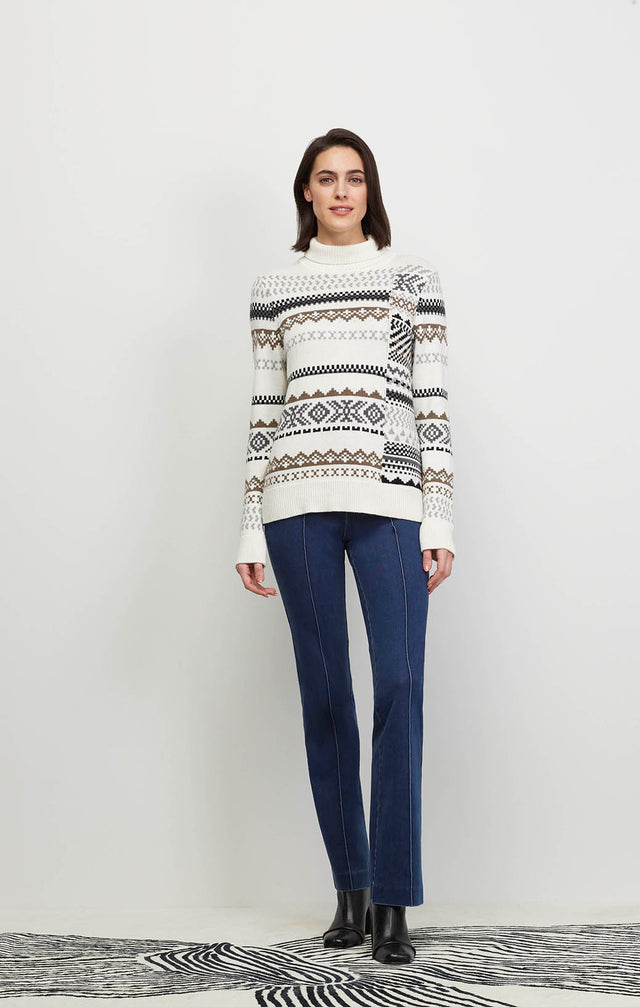 Ecom image of a model wearing the Ruskin sweater.