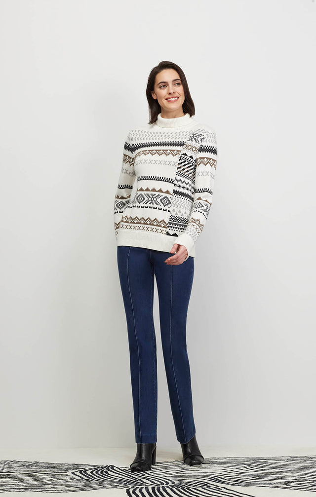 Ecom image of a model wearing the Ruskin sweater.