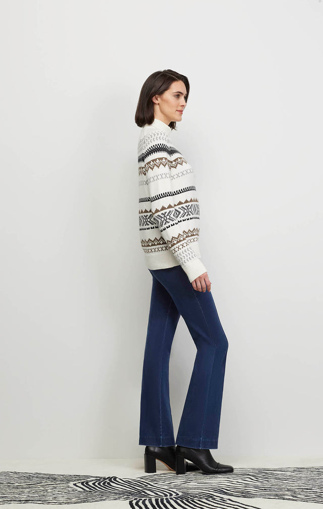 Ecom image of a model wearing the Ruskin sweater.