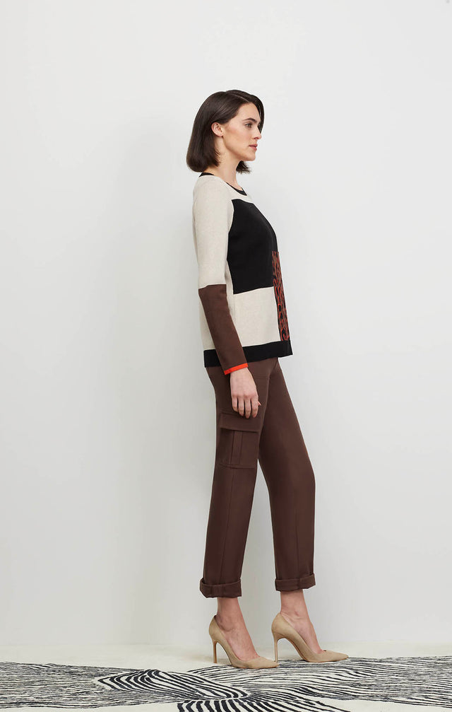 Ecom image of a model wearing the Artistic sweater.