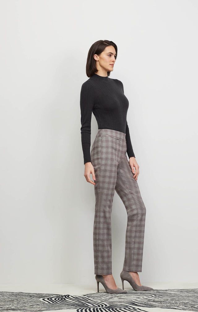 Model Wearing Ashbee - Italian Stretch Flannel Plaid Trousers - Ecomm Image