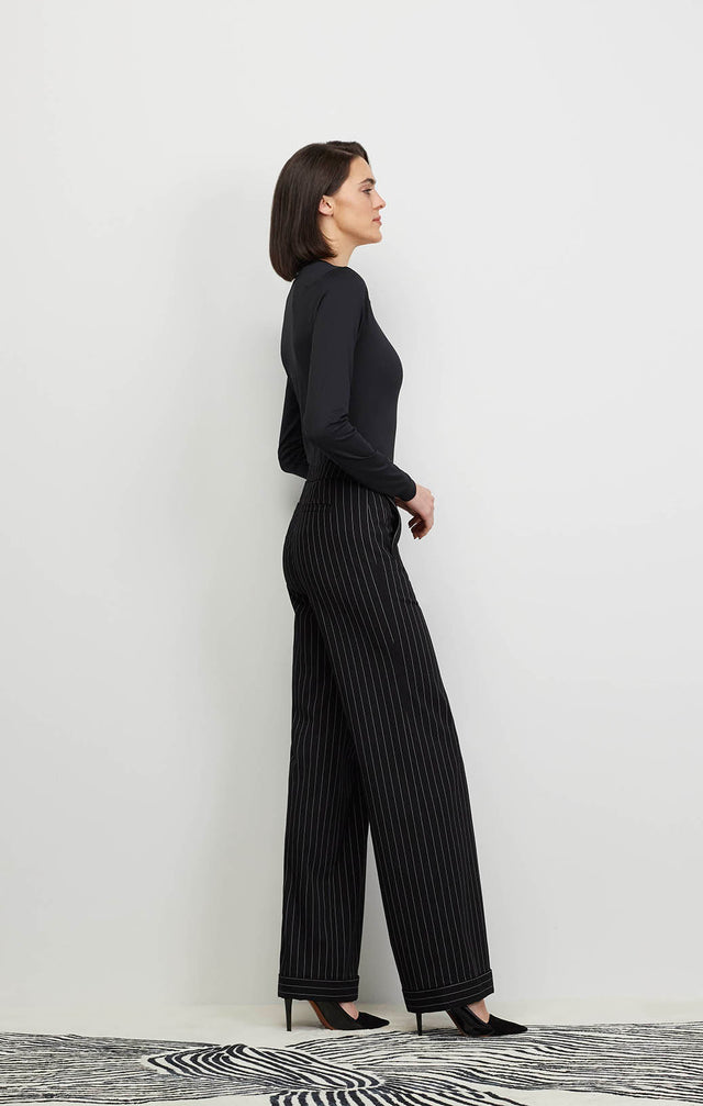 Mackintosh-Elle - Cuffed Stretch Italian Twill Pinstripe Pants - Ecomm Image