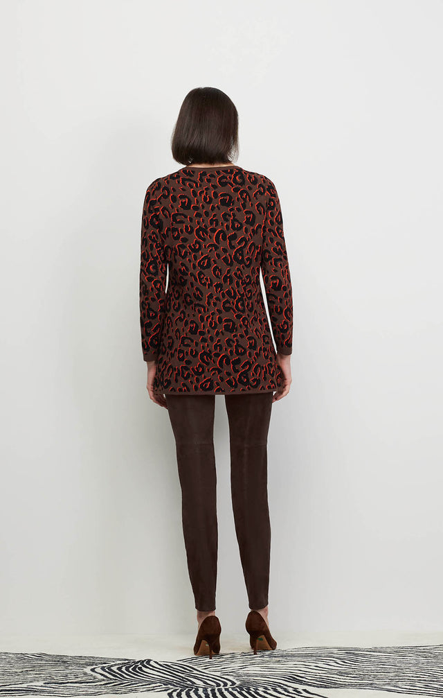 Underground - Leopard Knit Jacquard Long Cardigan - Ecomm Image