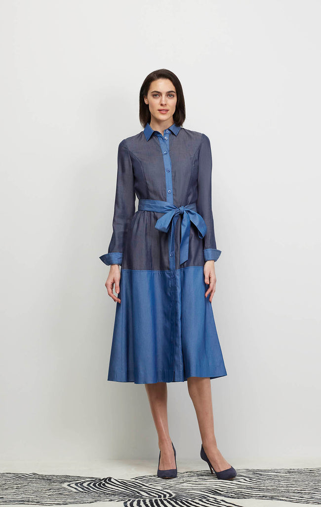 Shop Carlisle Collection - Sartorial -Two-Toned Chambray Shirt Dress ...