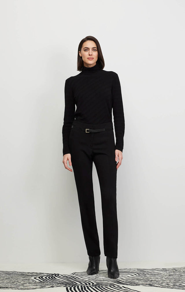 Smart - Belted Black Crêpe Pants - Ecomm Image