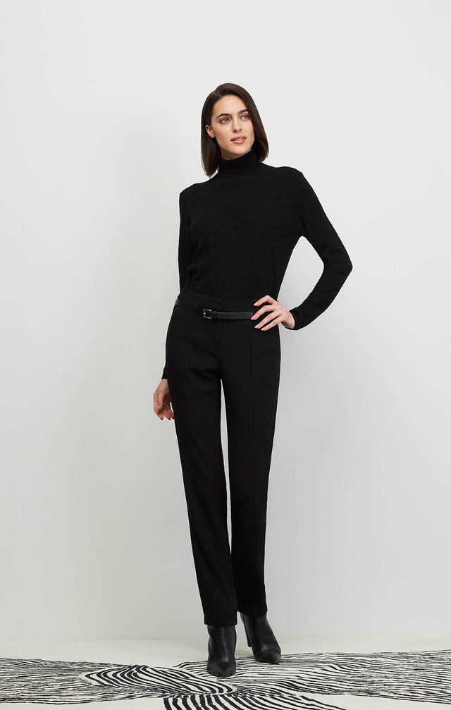 Smart - Belted Black Crêpe Pants - Ecomm Image