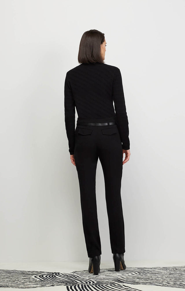 Smart - Belted Black Crêpe Pants - Ecomm Image