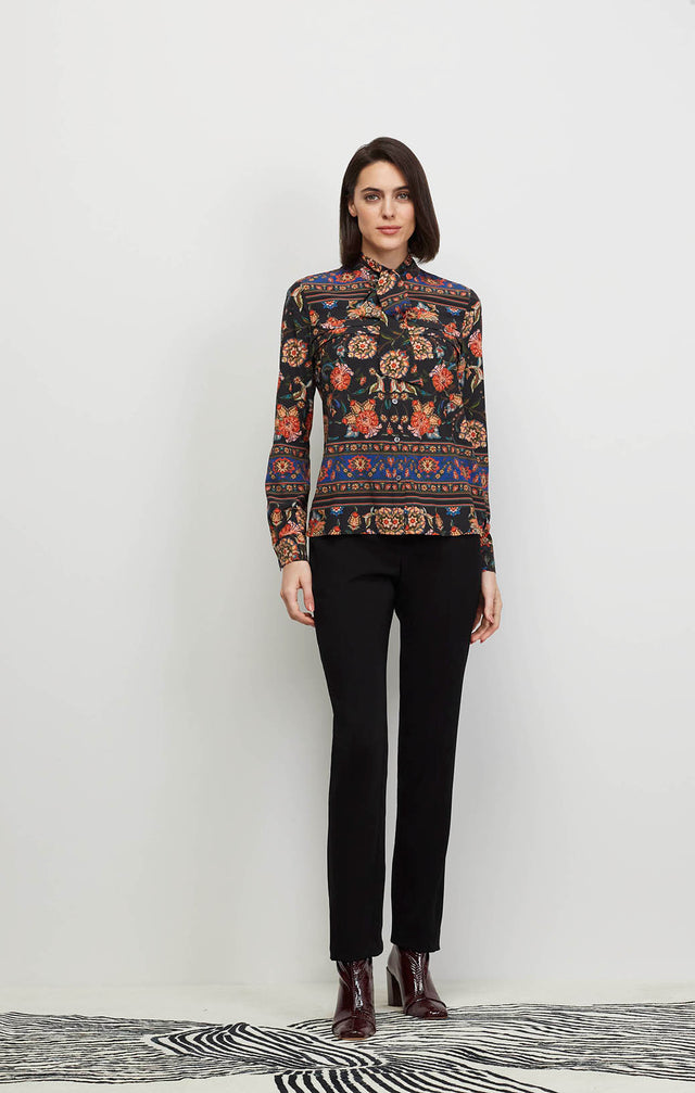 Woodcut - Stretch SIlk Floral Print Blouse - Ecomm Image