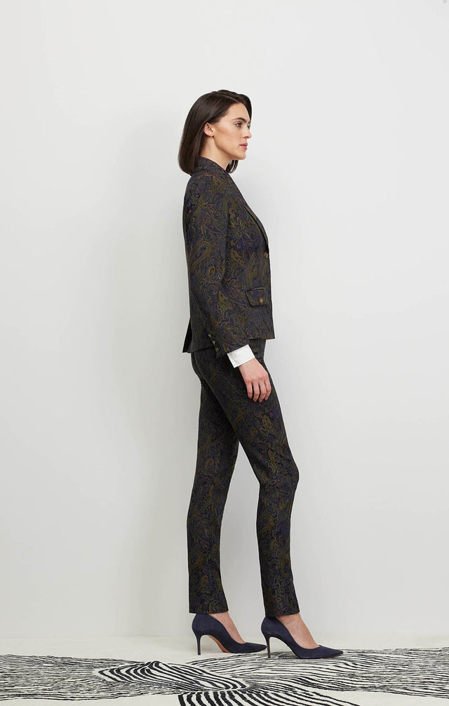 Model Wearing Exquisite - Italian Stretch Paisley Jacquard Jacket - Ecomm Image