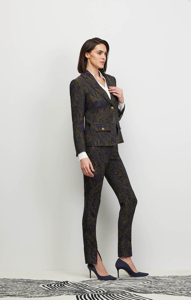 Model Wearing Exquisite - Italian Stretch Paisley Jacquard Jacket - Ecomm Image