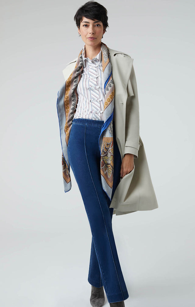 Model Wearing Embellish - Reversible Arts And Crafts Printed Scarf - Lookbook Image