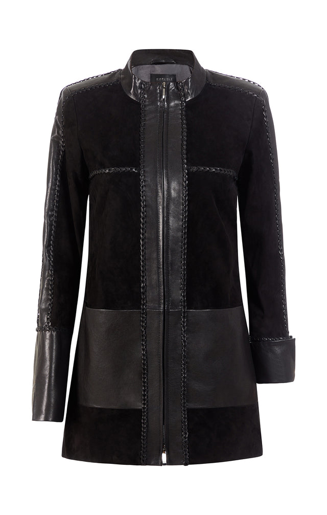 Vogue - European Leather-Trimmed Suede Jacket - Product Image