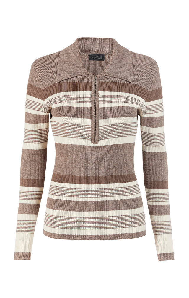 Greenwich - Pullover Striped Polo Sweater - Product Image