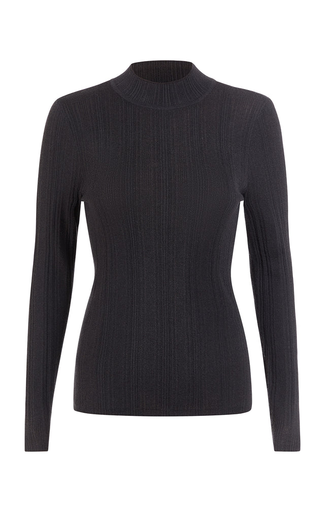 Artisitry- Chr - Varied-Rib Cashmere Mock Turtleneck - Product Image