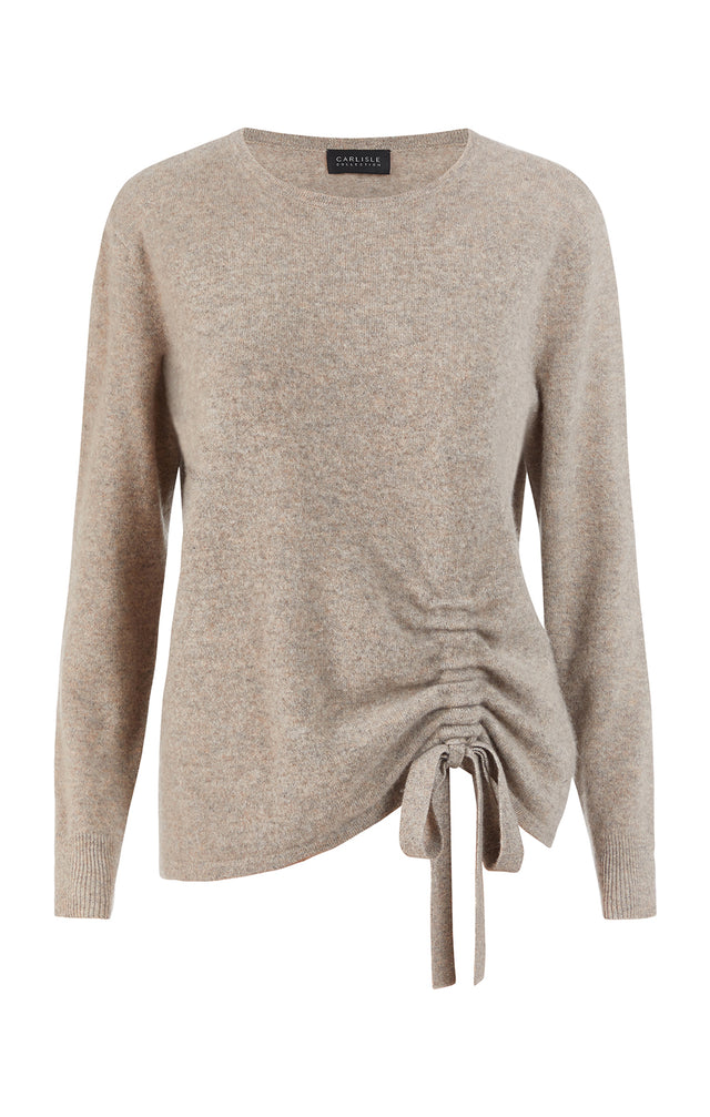 Andromeda- Tan - Shirred Cashmere Pullover- Product Image