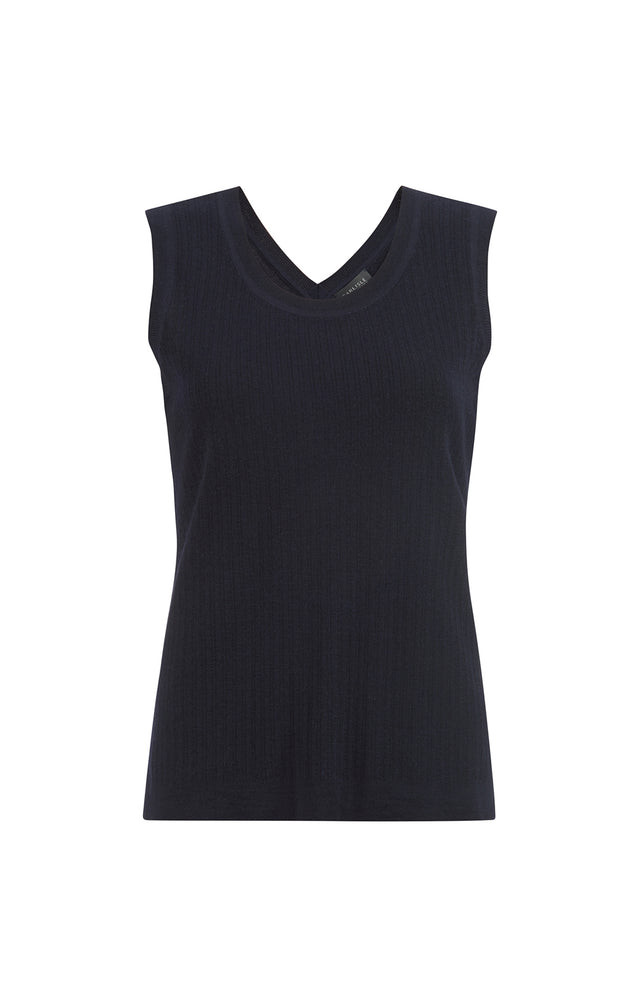 Garniture-Blu - Navy Cashmere Sleeveless Sweater - Product Image