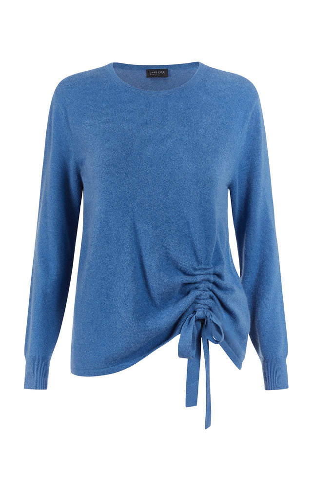 Andromeda- Blu - Shirred Cashmere Pullover- Product Image