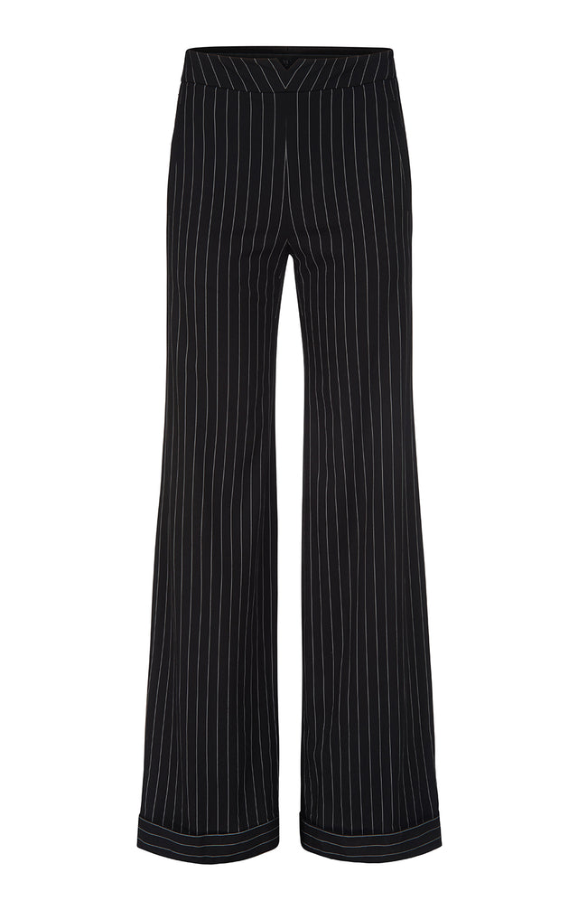 Mackintosh-Elle - Cuffed Stretch Italian Twill Pinstripe Pants - Product Image