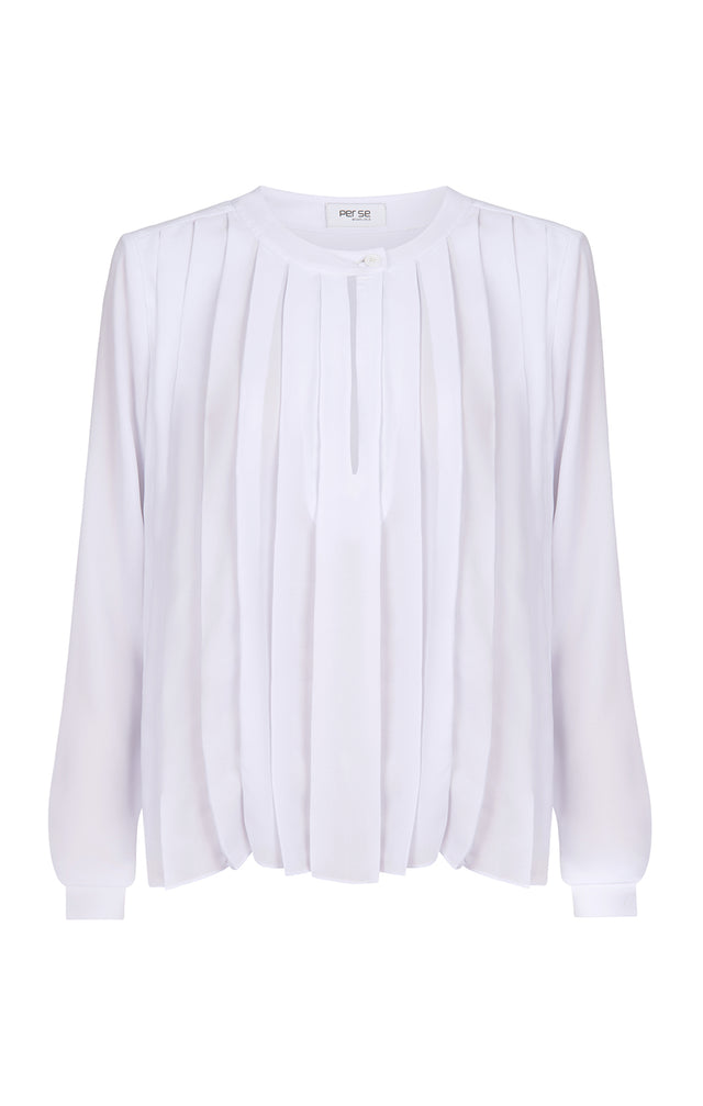 Forefront - Pleated White Pullover Blouse - Product Image