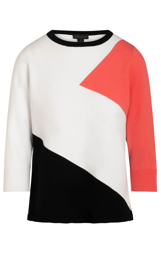 Complements - Jersey Intarsia Colorblock Sweater