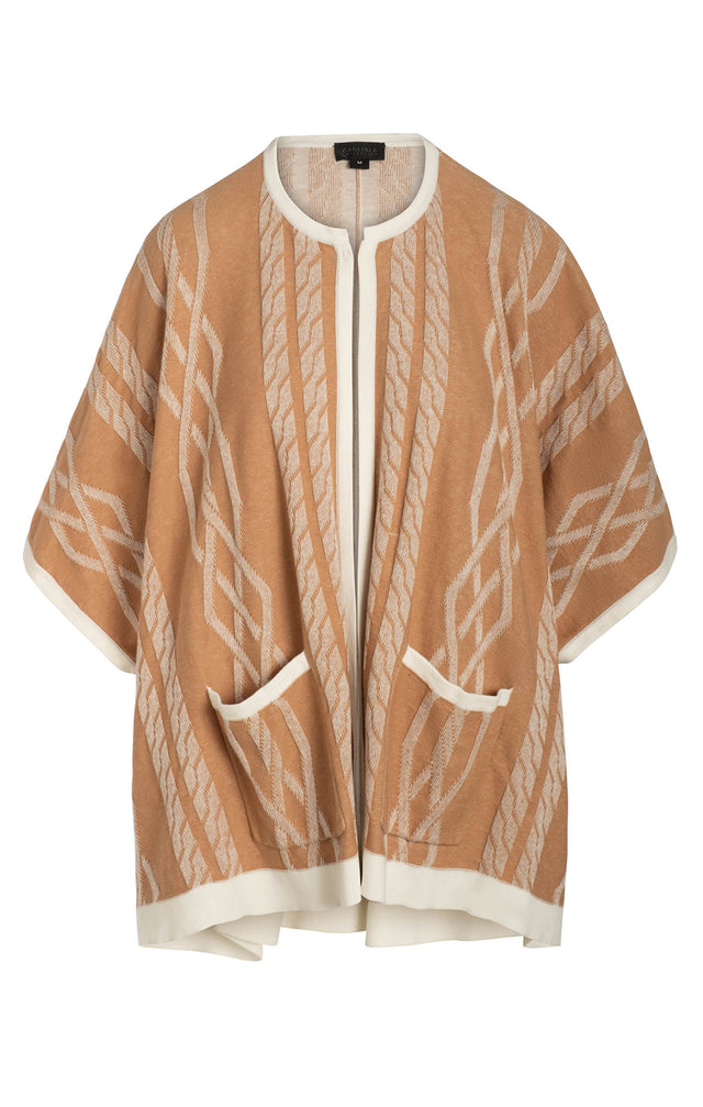 Iced Latte - Silk-Softened Knit Jacquard Poncho