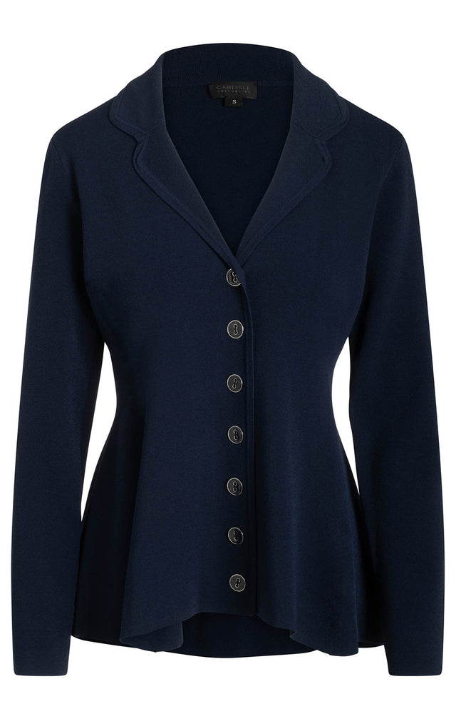 Night Queen - Navy Fit And Flare Knit Blazer