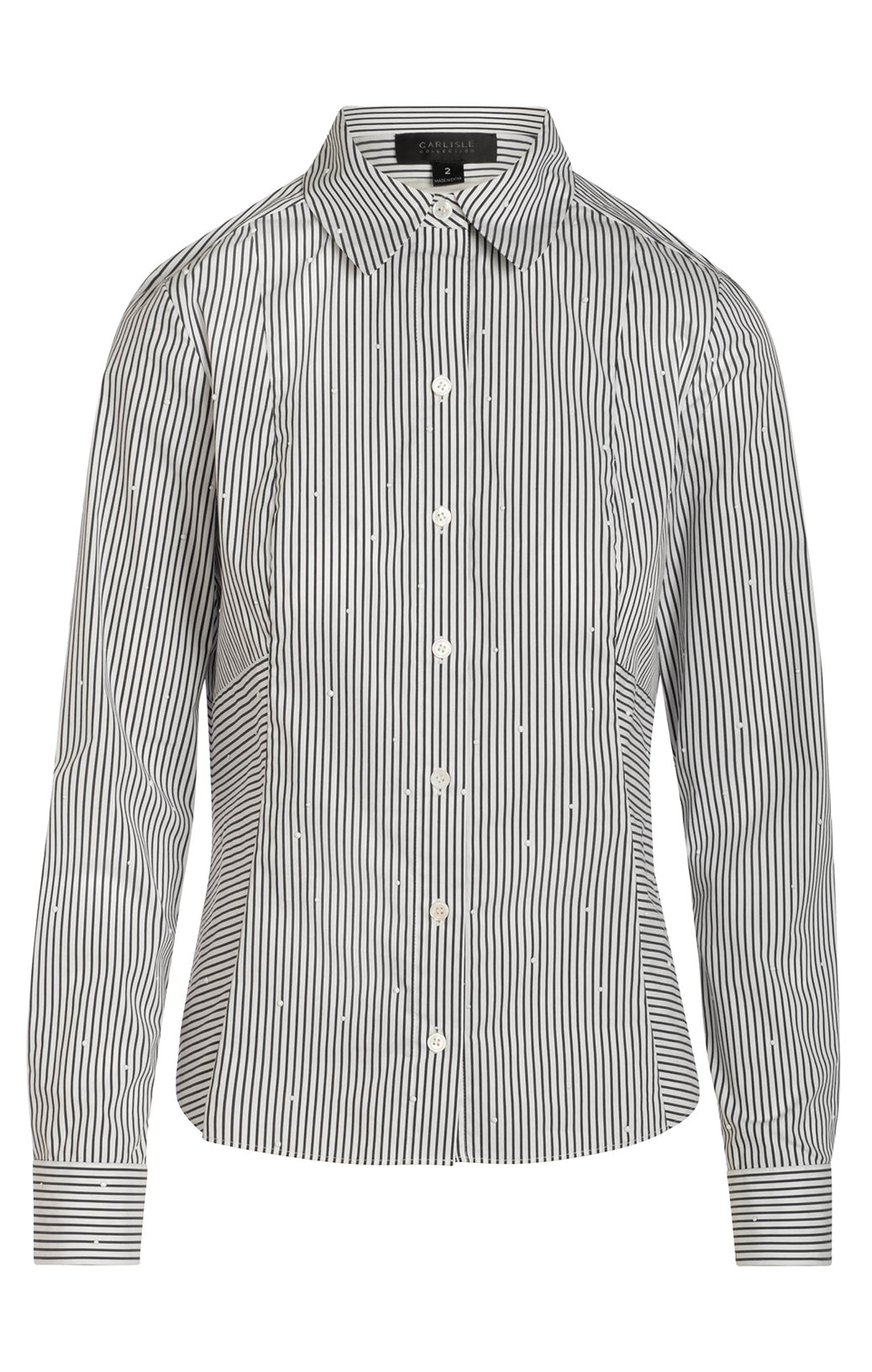 Pearl Street - Italian Pinstriped Shirt With Pearls