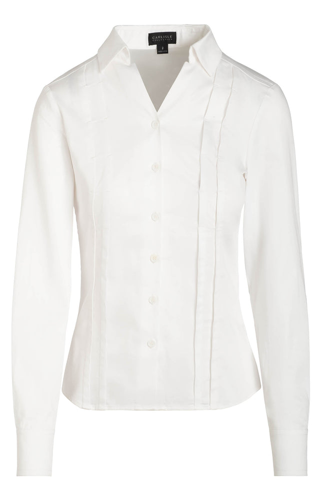 Refreshing - Tucked White Blouse In Stretch Cotton Sateen