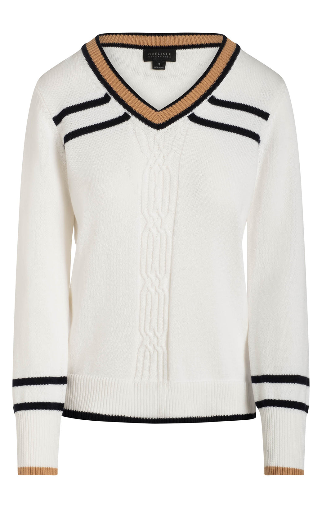 Sag Harbor - Italian Organic Cotton White Varsity Sweater