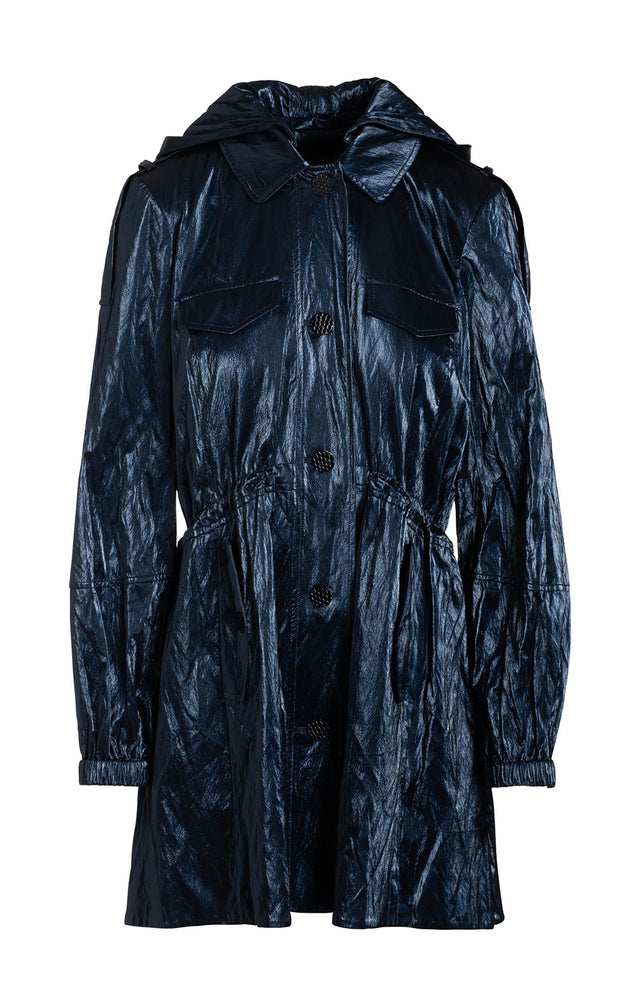 Slick - Hooded Metallic Taffeta Raincoat