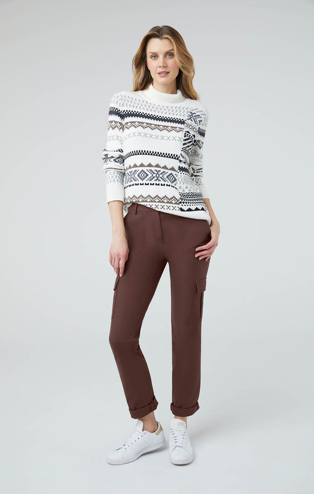 Lookbook image of a model wearing the Ruskin sweater.